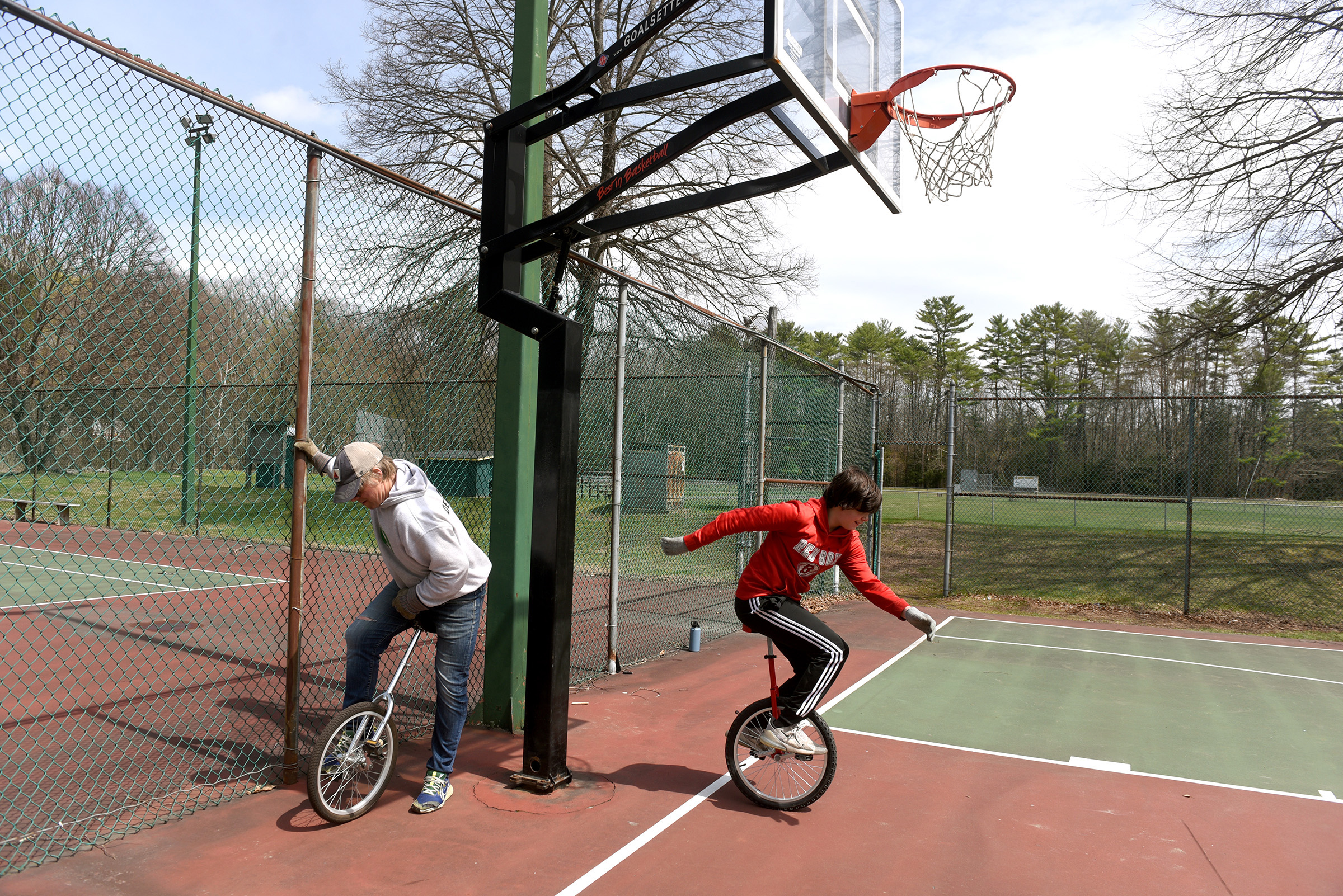 Father and son take a chance on unicycles in Vermont